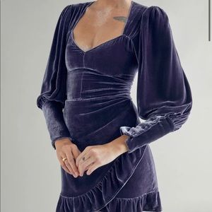 Reformation Fortune Dress in Danube (Dark Blue Silk Velvet) BNWOT sz 12